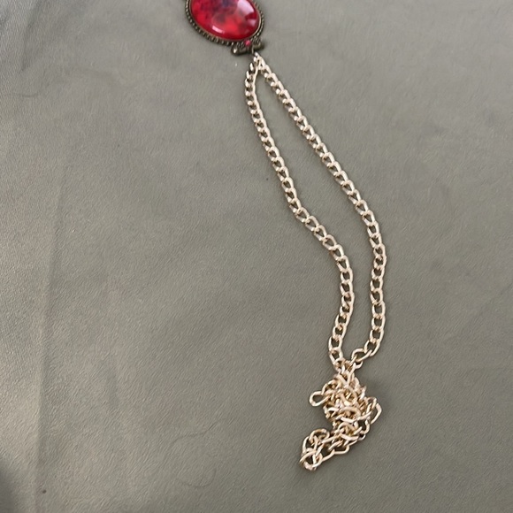 💕 Gorgeous Red color NECKLACE w chain - Picture 16 of 16
